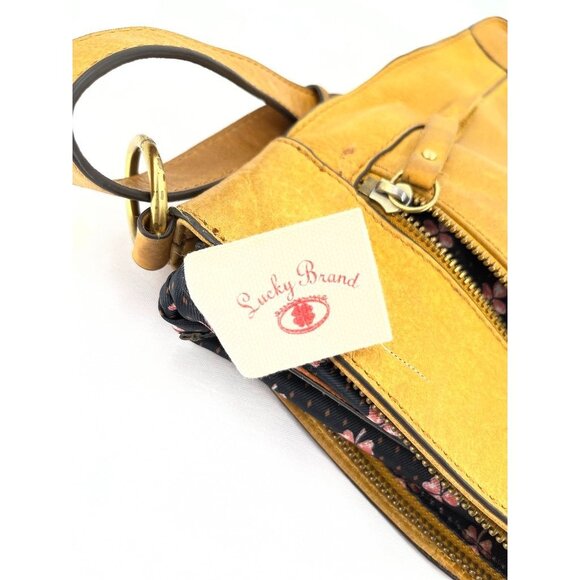Lucky Brand Baldwin Crossbody Crossbody Bag Shoulder Bag Distressed Boho Mustard - Picture 15 of 16